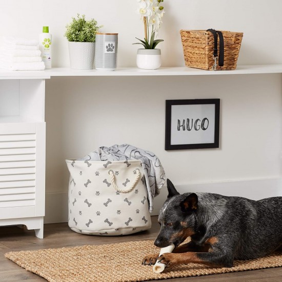 Bone Dry Pet Storage Collection Paw and Bone Print, Medium, Rectangular, 16 x 10 x 12-inch, Grey Bone Dry Pet Storage Collection Paw and Bone Print, Medium, Rectangular, 16 x 10 x 12-inch, Grey