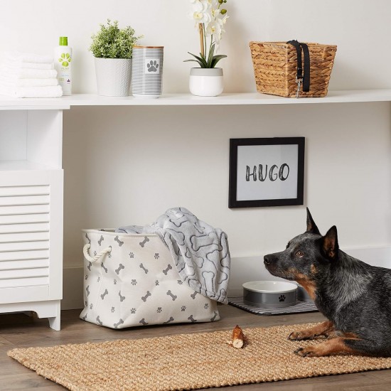 Bone Dry Pet Storage Collection Paw and Bone Print, Medium, Rectangular, 16 x 10 x 12-inch, Grey Bone Dry Pet Storage Collection Paw and Bone Print, Medium, Rectangular, 16 x 10 x 12-inch, Grey