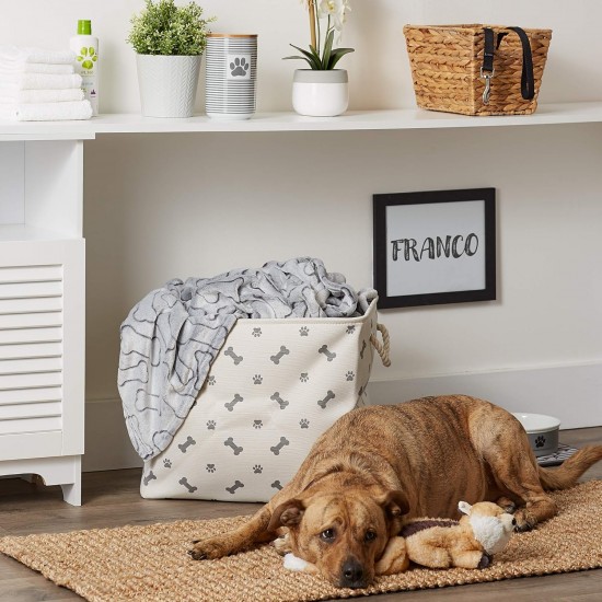 Bone Dry Pet Storage Collection Paw and Bone Print, Medium, Rectangular, 16 x 10 x 12-inch, Grey Bone Dry Pet Storage Collection Paw and Bone Print, Medium, Rectangular, 16 x 10 x 12-inch, Grey