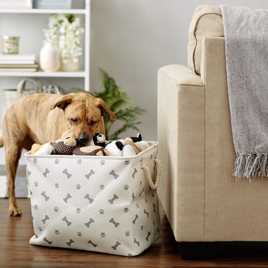 Bone Dry Pet Storage Collection Paw and Bone Print, Medium, Rectangular, 16 x 10 x 12-inch, Grey Bone Dry Pet Storage Collection Paw and Bone Print, Medium, Rectangular, 16 x 10 x 12-inch, Grey