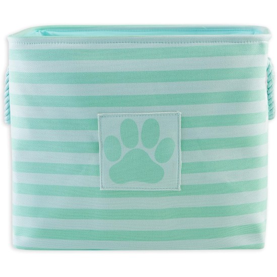 Bone Dry Pet Storage Collection Small Rectangular Stripe Paw Badge Waste Bin - Aquamarine Bone Dry Pet Storage Collection Small Rectangular Stripe Paw Badge Waste Bin - Aquamarine