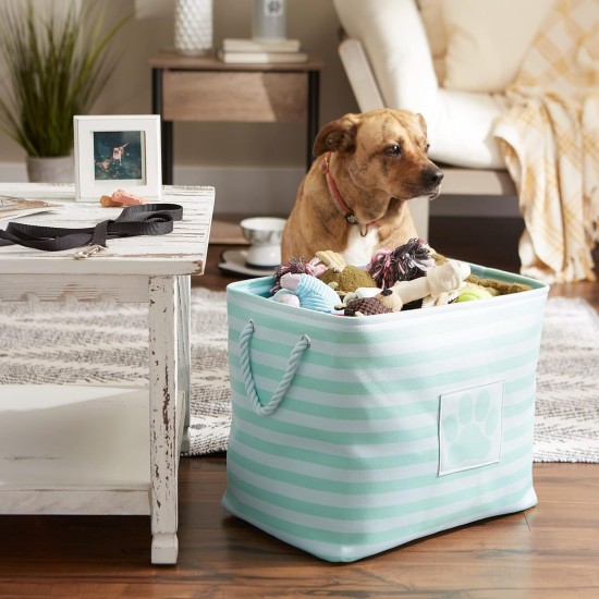 Bone Dry Pet Storage Collection Small Rectangular Stripe Paw Badge Waste Bin - Aquamarine Bone Dry Pet Storage Collection Small Rectangular Stripe Paw Badge Waste Bin - Aquamarine