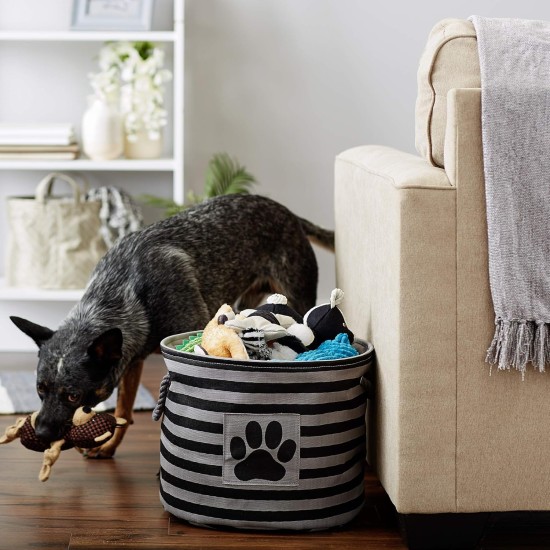 Bone Dry Pet Storage Collection Small Rectangular Stripe Paw Badge Waste Bin - Aquamarine Bone Dry Pet Storage Collection Small Rectangular Stripe Paw Badge Waste Bin - Aquamarine