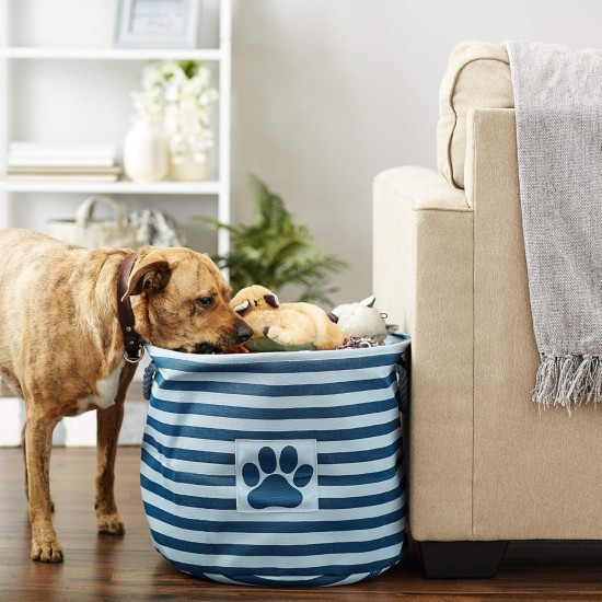 Bone Dry Pet Storage Collection Small Rectangular Stripe Paw Badge Waste Bin - Aquamarine Bone Dry Pet Storage Collection Small Rectangular Stripe Paw Badge Waste Bin - Aquamarine