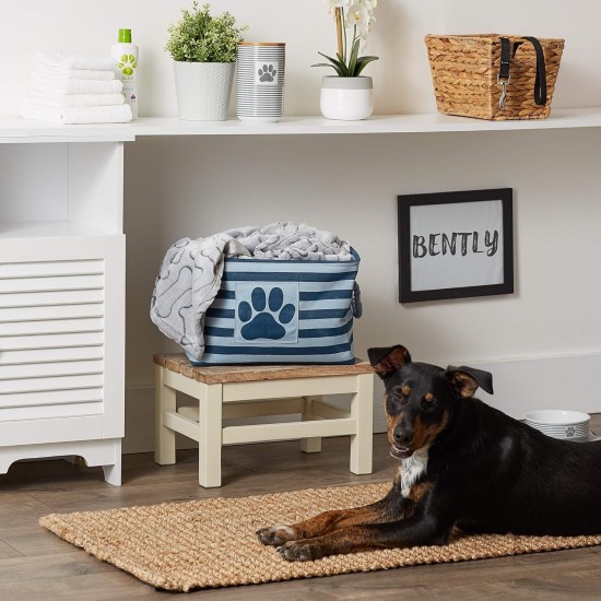 Bone Dry Pet Storage Collection Small Rectangular Stripe Paw Badge Waste Bin - Aquamarine Bone Dry Pet Storage Collection Small Rectangular Stripe Paw Badge Waste Bin - Aquamarine