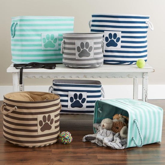 Bone Dry Pet Storage Collection Small Rectangular Stripe Paw Badge Waste Bin - Aquamarine Bone Dry Pet Storage Collection Small Rectangular Stripe Paw Badge Waste Bin - Aquamarine