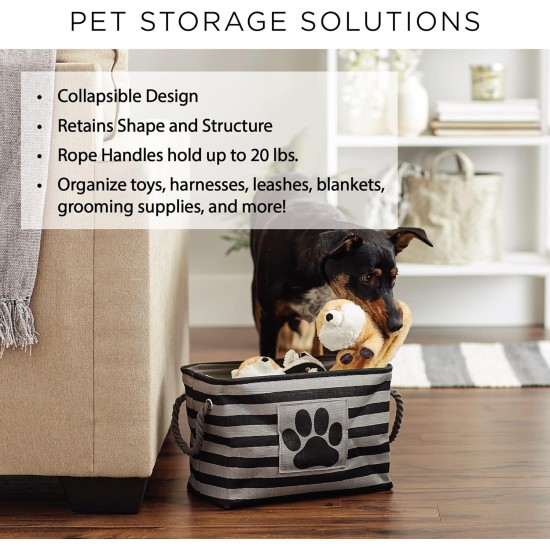 Bone Dry Pet Storage Collection Small Rectangular Stripe Paw Badge Waste Bin - Aquamarine Bone Dry Pet Storage Collection Small Rectangular Stripe Paw Badge Waste Bin - Aquamarine