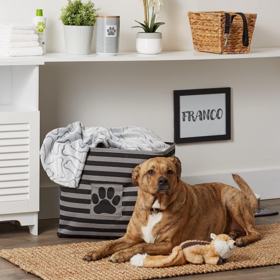 Bone Dry Pet Storage Collection Small Rectangular Stripe Paw Badge Waste Bin - Aquamarine Bone Dry Pet Storage Collection Small Rectangular Stripe Paw Badge Waste Bin - Aquamarine