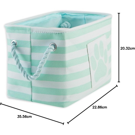Bone Dry Pet Storage Collection Small Rectangular Stripe Paw Badge Waste Bin - Aquamarine Bone Dry Pet Storage Collection Small Rectangular Stripe Paw Badge Waste Bin - Aquamarine