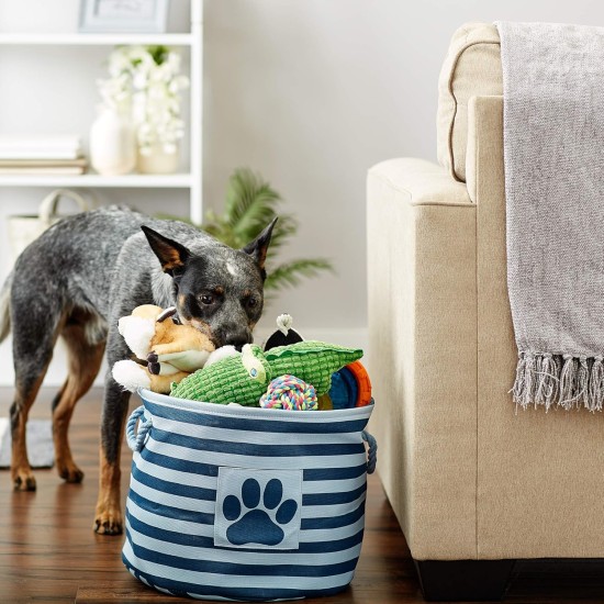 Bone Dry Pet Storage Collection Small Rectangular Stripe Paw Badge Waste Bin - Aquamarine Bone Dry Pet Storage Collection Small Rectangular Stripe Paw Badge Waste Bin - Aquamarine