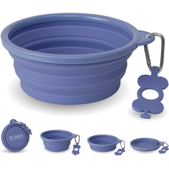 Bonza Extra Large Collapsible Dog Bowl 1500 ml, Sturdy Reinforced Rim, Portable Essential Dog Accessories and Travel Dog Bowls, with Carabiner, Keychain, Dog Travel Accessories, Dog Camping Gear Bonza Extra Large Collapsible Dog Bowl 1500 ml, Sturdy Reinforced Rim, Portable Essential Dog Accessories and Travel Dog Bowls, with Carabiner, Keychain, Dog Travel Accessories, Dog Camping Gear
