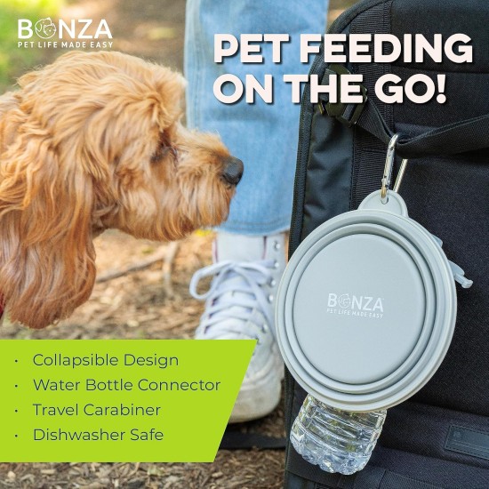 Bonza Large Collapsible Dog Bowl 1000 ml Sturdy Reinforced Rim Includes Carabiner & Water Bottle Holder Keyring Evergreen Bonza Large Collapsible Dog Bowl 1000 ml Sturdy Reinforced Rim Includes Carabiner & Water Bottle Holder Keyring Evergreen