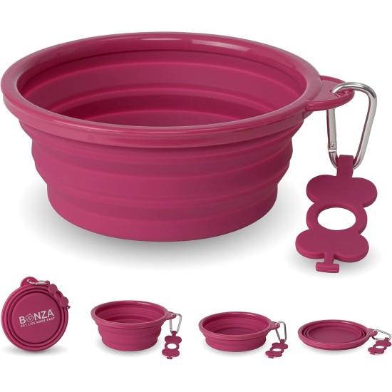 Bonza Large Collapsible Dog Bowl 1000 ml Sturdy Reinforced Rim Includes Carabiner & Water Bottle Holder Keyring Evergreen Bonza Large Collapsible Dog Bowl 1000 ml Sturdy Reinforced Rim Includes Carabiner & Water Bottle Holder Keyring Evergreen