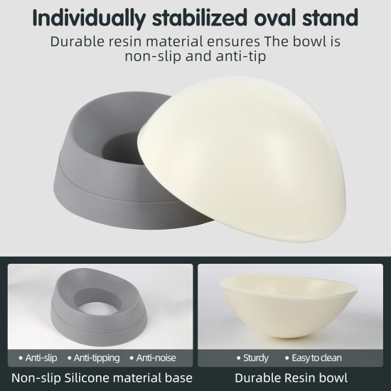 Bulldog Bowl, Non-Slip Dog Cat Bowl, Removable Rubber Dog Bowl, Sterile, Tilted Feeding Bowl, Slanted Bottom (Grey, 3.5 Cups (Medium/Large Dog)) Bulldog Bowl, Non-Slip Dog Cat Bowl, Removable Rubber Dog Bowl, Sterile, Tilted Feeding Bowl, Slanted Bottom (Grey, 3.5 Cups (Medium/Large Dog))