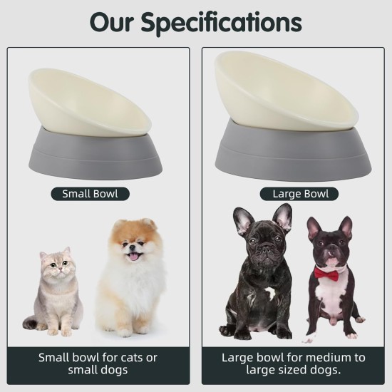 Bulldog Bowl, Non-Slip Dog Cat Bowl, Removable Rubber Dog Bowl, Sterile, Tilted Feeding Bowl, Slanted Bottom (Grey, 3.5 Cups (Medium/Large Dog)) Bulldog Bowl, Non-Slip Dog Cat Bowl, Removable Rubber Dog Bowl, Sterile, Tilted Feeding Bowl, Slanted Bottom (Grey, 3.5 Cups (Medium/Large Dog))