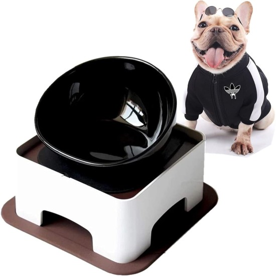 Bulldog Pet Bowl Non-Slip Dog Cat Bowl Removable Rubber Feeding Bowl Sterile Inclined with Sloped Base (Black, 2 Cup) Bulldog Pet Bowl Non-Slip Dog Cat Bowl Removable Rubber Feeding Bowl Sterile Inclined with Sloped Base (Black, 2 Cup)
