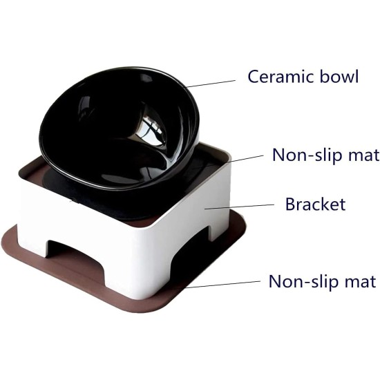 Bulldog Pet Bowl Non-Slip Dog Cat Bowl Removable Rubber Feeding Bowl Sterile Inclined with Sloped Base (Black, 2 Cup) Bulldog Pet Bowl Non-Slip Dog Cat Bowl Removable Rubber Feeding Bowl Sterile Inclined with Sloped Base (Black, 2 Cup)