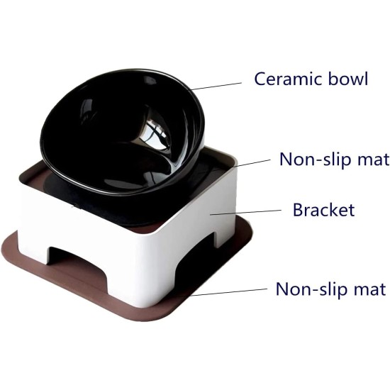 Bulldog Pet Bowl Non-Slip Dog Cat Bowl Removable Rubber Feeding Bowl Sterile Inclined with Sloped Base (Black, 2 Cup) Bulldog Pet Bowl Non-Slip Dog Cat Bowl Removable Rubber Feeding Bowl Sterile Inclined with Sloped Base (Black, 2 Cup)