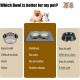 Cat Bowl, Dog Bowl, Ceramic Double Feeding Bowl, Feeding Bowl, Water Bowl with Bamboo Stand and Non-Slip Mat for Cats and Small Dogs (400 ml, 2-Grey) Cat Bowl, Dog Bowl, Ceramic Double Feeding Bowl, Feeding Bowl, Water Bowl with Bamboo Stand and Non-Slip Mat for Cats and Small Dogs (400 ml, 2-Grey)