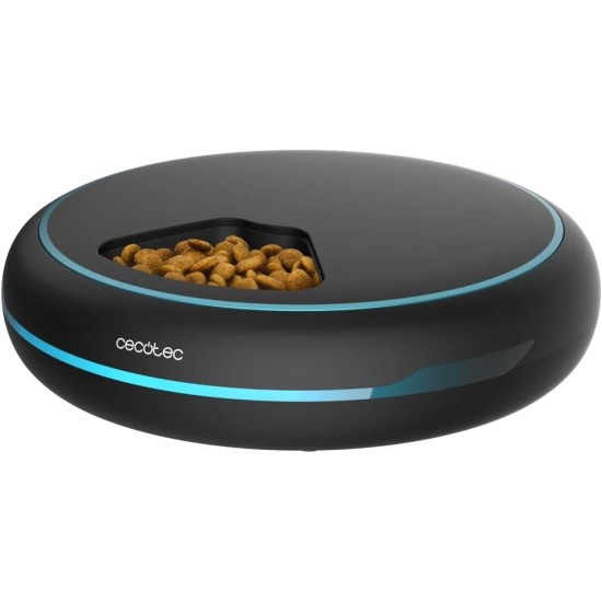 Cecotec Automatischer Futterautomat für Haustiere Pumba 1600 Purrfect Meal. Fassungsvermögen 1,6 l, 4 unabhängige Abschnitte, LED-Anzeige, Timer und Sprachrekorder