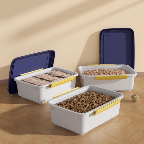 Cetomo 32L x 3 Dog Food Containers, Airtight Food Container with Wheels, Silicone Seal, Snap Closures, Plastic Food Container with Lid for Dogs, Clear, 32L/12kg, Pack of 3 (3 Scoops) Cetomo 32L x 3 Dog Food Containers, Airtight Food Container with Wheels, Silicone Seal, Snap Closures, Plastic Food Container with Lid for Dogs, Clear, 32L/12kg, Pack of 3 (3 Scoops)