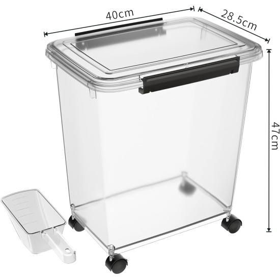 Cetomo 32L x 3 Dog Food Containers, Airtight Food Container with Wheels, Silicone Seal, Snap Closures, Plastic Food Container with Lid for Dogs, Clear, 32L/12kg, Pack of 3 (3 Scoops) Cetomo 32L x 3 Dog Food Containers, Airtight Food Container with Wheels, Silicone Seal, Snap Closures, Plastic Food Container with Lid for Dogs, Clear, 32L/12kg, Pack of 3 (3 Scoops)