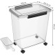 Cetomo 32L x 3 Dog Food Containers, Airtight Food Container with Wheels, Silicone Seal, Snap Closures, Plastic Food Container with Lid for Dogs, Clear, 32L/12kg, Pack of 3 (3 Scoops)