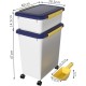 Cetomo 32L x 3 Dog Food Containers, Airtight Food Container with Wheels, Silicone Seal, Snap Closures, Plastic Food Container with Lid for Dogs, Clear, 32L/12kg, Pack of 3 (3 Scoops)