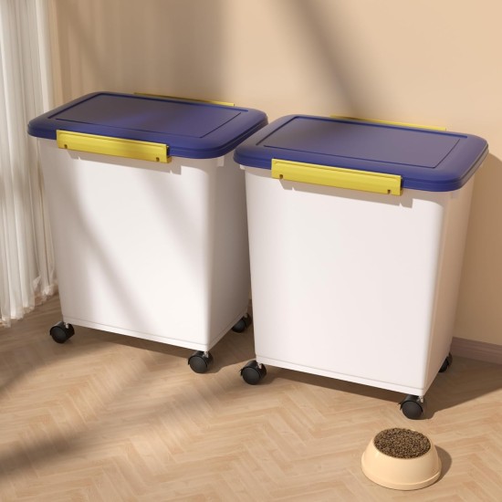 Cetomo 32L x 3 Dog Food Containers, Airtight Food Container with Wheels, Silicone Seal, Snap Closures, Plastic Food Container with Lid for Dogs, Clear, 32L/12kg, Pack of 3 (3 Scoops) Cetomo 32L x 3 Dog Food Containers, Airtight Food Container with Wheels, Silicone Seal, Snap Closures, Plastic Food Container with Lid for Dogs, Clear, 32L/12kg, Pack of 3 (3 Scoops)