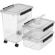 Cetomo 32L x 3 Dog Food Containers, Airtight Food Container with Wheels, Silicone Seal, Snap Closures, Plastic Food Container with Lid for Dogs, Clear, 32L/12kg, Pack of 3 (3 Scoops)