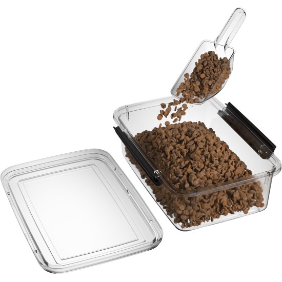 Cetomo 32L x 3 Dog Food Containers, Airtight Food Container with Wheels, Silicone Seal, Snap Closures, Plastic Food Container with Lid for Dogs, Clear, 32L/12kg, Pack of 3 (3 Scoops) Cetomo 32L x 3 Dog Food Containers, Airtight Food Container with Wheels, Silicone Seal, Snap Closures, Plastic Food Container with Lid for Dogs, Clear, 32L/12kg, Pack of 3 (3 Scoops)