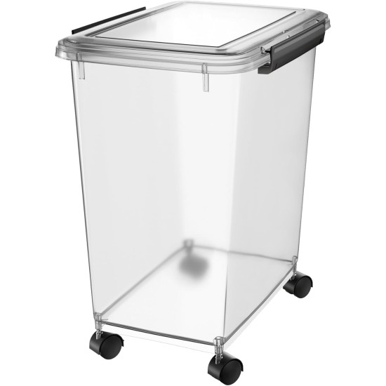 Cetomo 32L x 3 Dog Food Containers, Airtight Food Container with Wheels, Silicone Seal, Snap Closures, Plastic Food Container with Lid for Dogs, Clear, 32L/12kg, Pack of 3 (3 Scoops) Cetomo 32L x 3 Dog Food Containers, Airtight Food Container with Wheels, Silicone Seal, Snap Closures, Plastic Food Container with Lid for Dogs, Clear, 32L/12kg, Pack of 3 (3 Scoops)