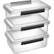Cetomo 32L x 3 Dog Food Containers, Airtight Food Container with Wheels, Silicone Seal, Snap Closures, Plastic Food Container with Lid for Dogs, Clear, 32L/12kg, Pack of 3 (3 Scoops)