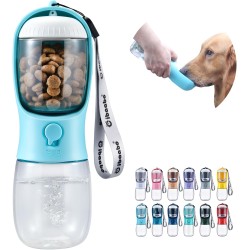 Cibaabo Dog Water Bottle with Food Container, Travel Puppy Water Bowl, Portable Pet Dispenser, Accessories for Dog Things, Puppy Essentials for Yorkie, Chihuahua, Cat, Walking and Hiking
