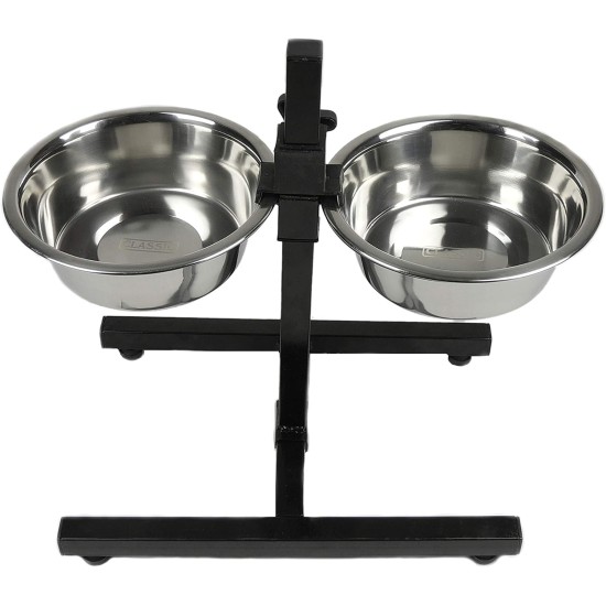 Classic Pet Products Adjustable Double Feeder with Tall Stand and 2 Stainless Steel Bowls 1700ml 1.5kg Classic Pet Products Adjustable Double Feeder with Tall Stand and 2 Stainless Steel Bowls 1700ml 1.5kg