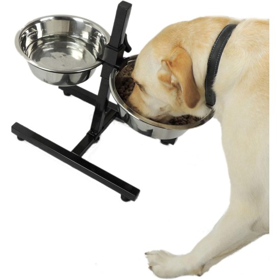 Classic Pet Products Adjustable Double Feeder with Tall Stand and 2 Stainless Steel Bowls 1700ml 1.5kg Classic Pet Products Adjustable Double Feeder with Tall Stand and 2 Stainless Steel Bowls 1700ml 1.5kg