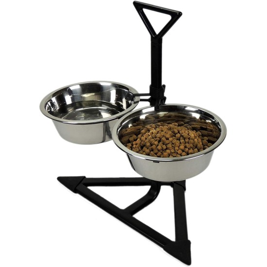 Classic Pet Products Double Feeder with 2 x 1700ml Stainless Steel Bowls, Height Adjustable Classic Pet Products Double Feeder with 2 x 1700ml Stainless Steel Bowls, Height Adjustable