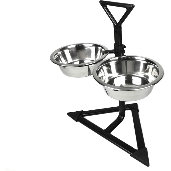 Classic Pet Products Double Feeder with 2 x 1700ml Stainless Steel Bowls, Height Adjustable Classic Pet Products Double Feeder with 2 x 1700ml Stainless Steel Bowls, Height Adjustable
