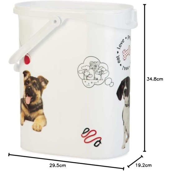 Curver 241095 Food Container 12 kg I 35L, White/Grey/Love Pets Dogs, 49.3 x 27.8 x 42.5 cm Curver 241095 Food Container 12 kg I 35L, White/Grey/Love Pets Dogs, 49.3 x 27.8 x 42.5 cm