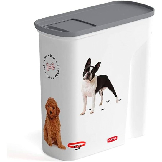 Curver 241095 Food Container 12 kg I 35L, White/Grey/Love Pets Dogs, 49.3 x 27.8 x 42.5 cm Curver 241095 Food Container 12 kg I 35L, White/Grey/Love Pets Dogs, 49.3 x 27.8 x 42.5 cm