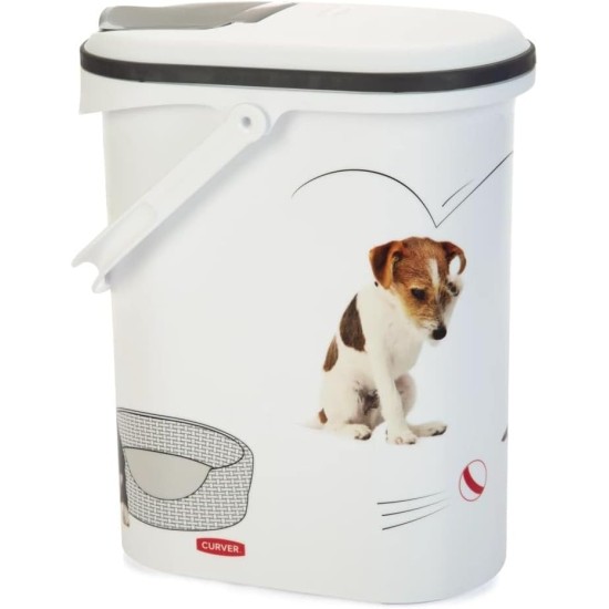 Curver 241095 Food Container 12 kg I 35L, White/Grey/Love Pets Dogs, 49.3 x 27.8 x 42.5 cm Curver 241095 Food Container 12 kg I 35L, White/Grey/Love Pets Dogs, 49.3 x 27.8 x 42.5 cm
