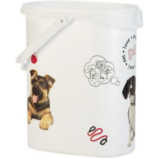 Curver 241095 Food Container 12 kg I 35L, White/Grey/Love Pets Dogs, 49.3 x 27.8 x 42.5 cm Curver 241095 Food Container 12 kg I 35L, White/Grey/Love Pets Dogs, 49.3 x 27.8 x 42.5 cm