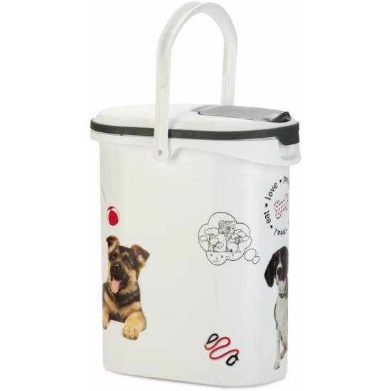 Curver 241095 Food Container 12 kg I 35L, White/Grey/Love Pets Dogs, 49.3 x 27.8 x 42.5 cm Curver 241095 Food Container 12 kg I 35L, White/Grey/Love Pets Dogs, 49.3 x 27.8 x 42.5 cm