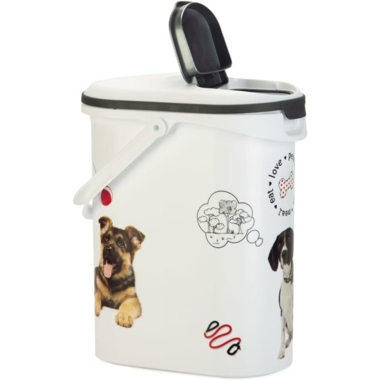 Curver 241095 Food Container 12 kg I 35L, White/Grey/Love Pets Dogs, 49.3 x 27.8 x 42.5 cm Curver 241095 Food Container 12 kg I 35L, White/Grey/Love Pets Dogs, 49.3 x 27.8 x 42.5 cm