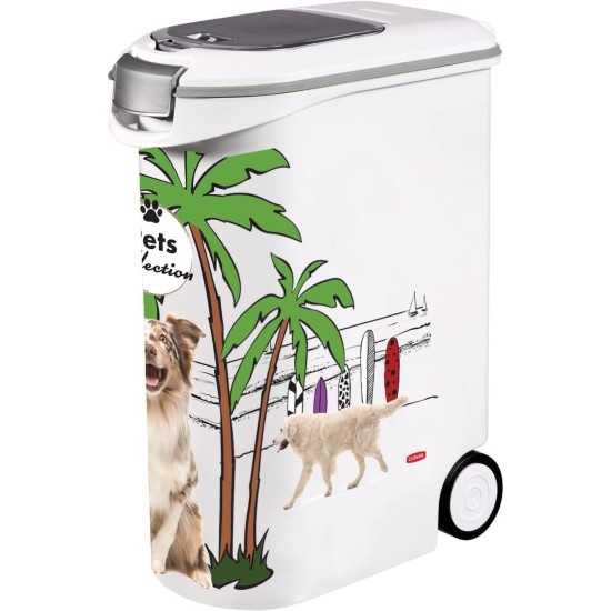 Curver Dog Food Containers - 20kg/54L - Pets Collection - Large Airtight Odour Storage for Dog Food - Container with Wheels - 28 x 49 x 61 cm Curver Dog Food Containers - 20kg/54L - Pets Collection - Large Airtight Odour Storage for Dog Food - Container with Wheels - 28 x 49 x 61 cm
