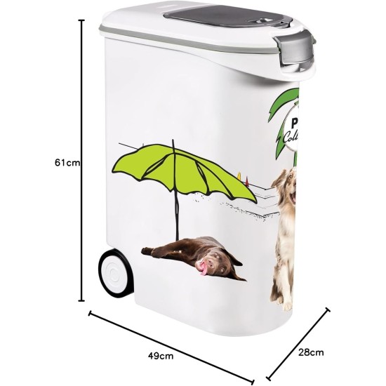 Curver Dog Food Containers - 20kg/54L - Pets Collection - Large Airtight Odour Storage for Dog Food - Container with Wheels - 28 x 49 x 61 cm Curver Dog Food Containers - 20kg/54L - Pets Collection - Large Airtight Odour Storage for Dog Food - Container with Wheels - 28 x 49 x 61 cm