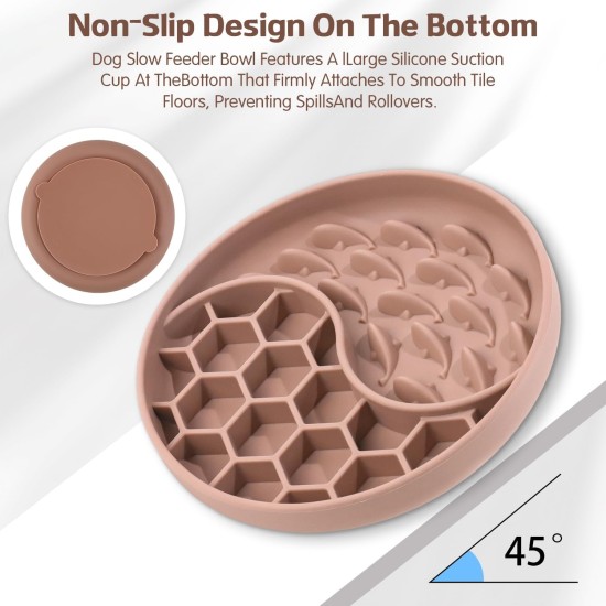 Demarsen Anti-Sling Dog Bowl, Brown Silicone Slow Feeder Dog Bowl, Interactive, Environmentally Friendly Dog Bowl for Small and Medium Dogs, Suitable for Cats and Rabbits Demarsen Anti-Sling Dog Bowl, Brown Silicone Slow Feeder Dog Bowl, Interactive, Environmentally Friendly Dog Bowl for Small and Medium Dogs, Suitable for Cats and Rabbits