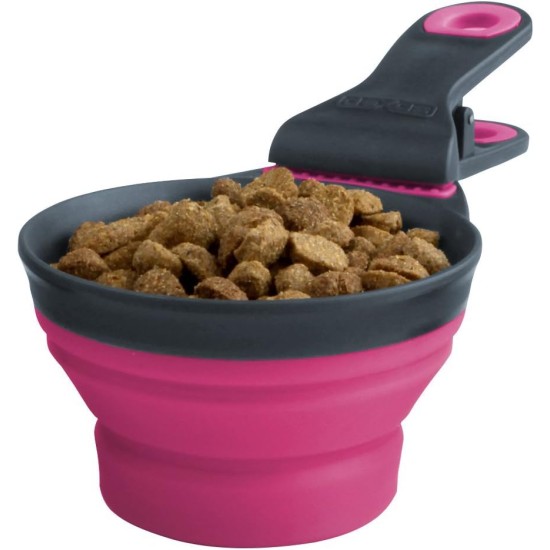 Dexas KlipScoop Foldable Dry Food Scoop and Dog Food Bag with Clip, 2 Cup Capacity, Fuchsia Dexas KlipScoop Foldable Dry Food Scoop and Dog Food Bag with Clip, 2 Cup Capacity, Fuchsia