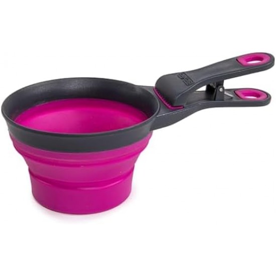 Dexas KlipScoop Foldable Dry Food Scoop and Dog Food Bag with Clip, 2 Cup Capacity, Fuchsia Dexas KlipScoop Foldable Dry Food Scoop and Dog Food Bag with Clip, 2 Cup Capacity, Fuchsia