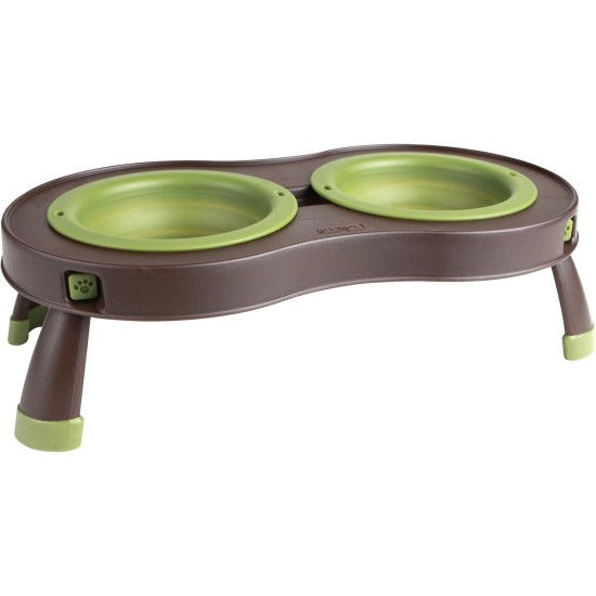 Dexas Popware for Pets Double Elevated Pet Feeder, Large, Gray/Green Dexas Popware for Pets Double Elevated Pet Feeder, Large, Gray/Green